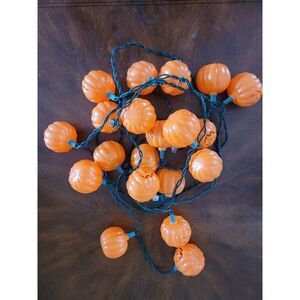 Halloween Pumpkin Blow Mold String of 20 Lights Decoration-Tested/Works-Vintage